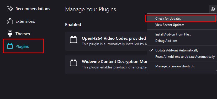 check for updates mozilla plugin