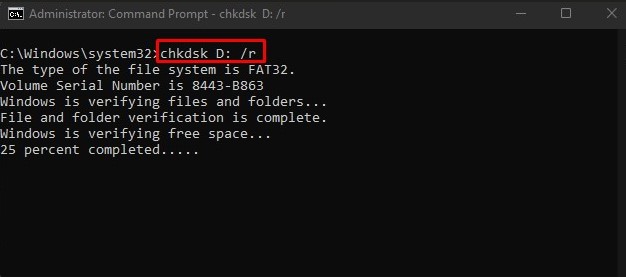 chkdsk slash r