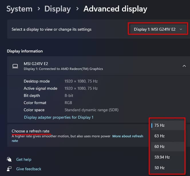 choose different refresh rate change refresh rate monitor