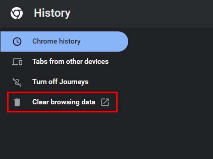 chrome history clear browsing data