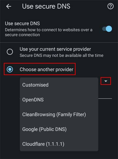 chrome-use-secure-dns-choose-another-provider