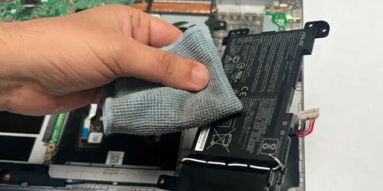 clean internal laptop battery