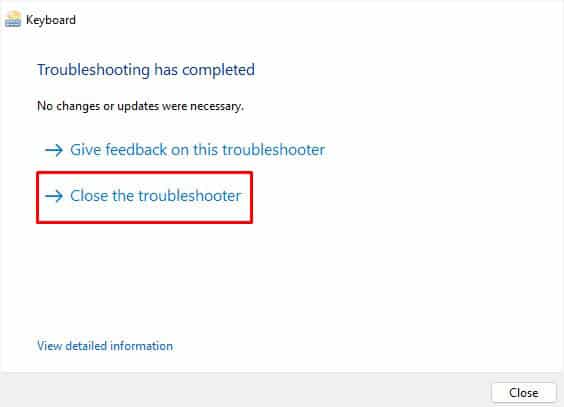 close keyboard troubleshooter