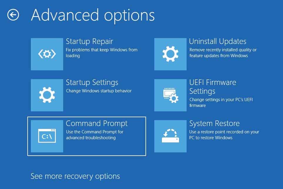 command prompt in advanced startup