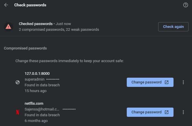 compromised password on google chrome