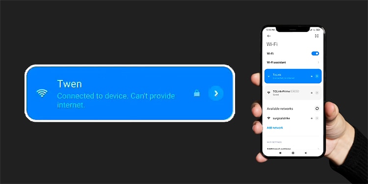 connected to device can't provide internet