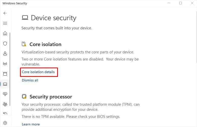 How to Fix Inaccessible Boot Device? 18 Possible Ways 19 core-isolation-details