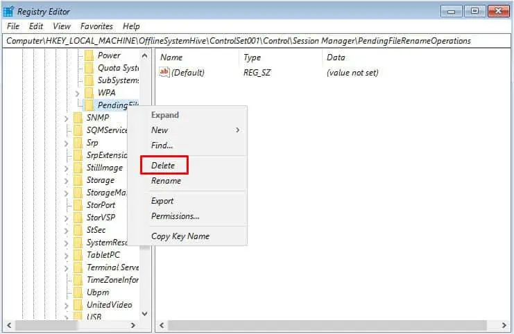 How to Fix Inaccessible Boot Device? 18 Possible Ways 48 delete-PendingFileRenameOperations