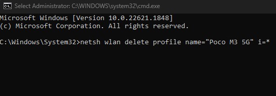 delete profile forget network