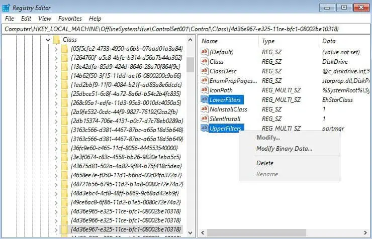 How to Fix Inaccessible Boot Device? 18 Possible Ways 54 deleting-lowerfilters-and-upperfilters