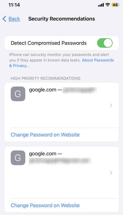 detect compromised password