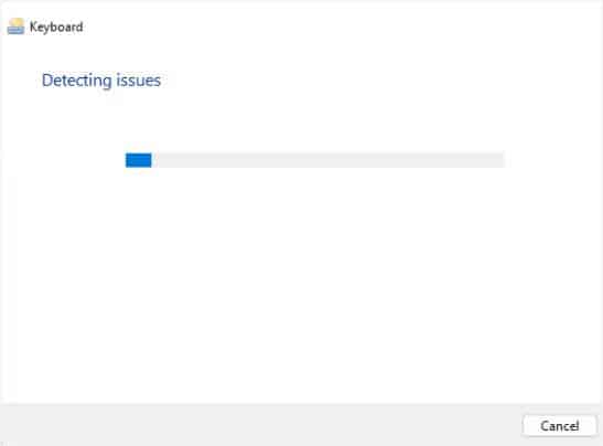 detecting issues using keyboard troubleshooter
