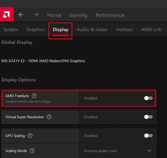 disable amd free sync amd monitor blinking on and off