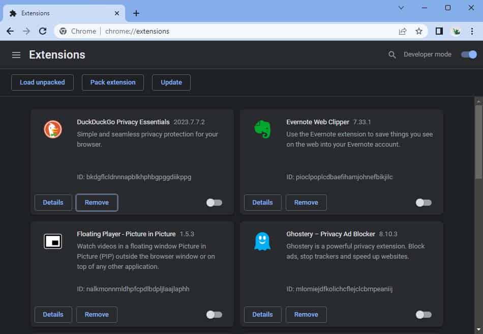 disable chrome extensions