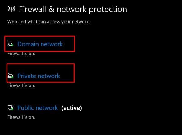 disable firewall on all network