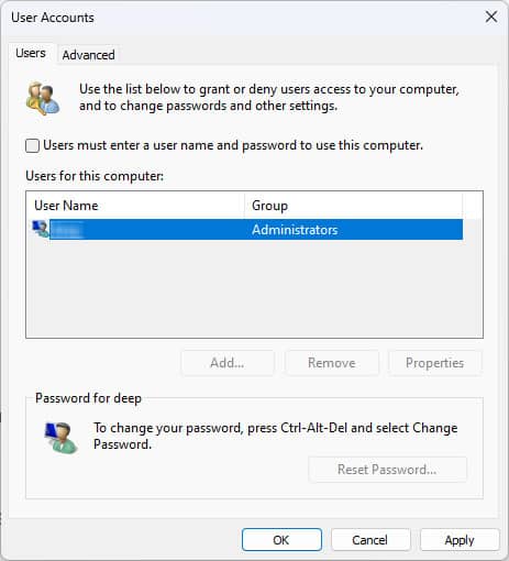 disable users to enter password when logging in
