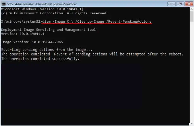 How to Fix Inaccessible Boot Device? 18 Possible Ways 35 dism-image-cleanup-image-revert-pending-actions