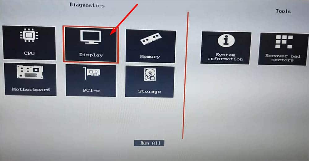 display in lenovo diagnostics
