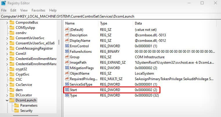 double-click-start-entry-for-dcomlaunch