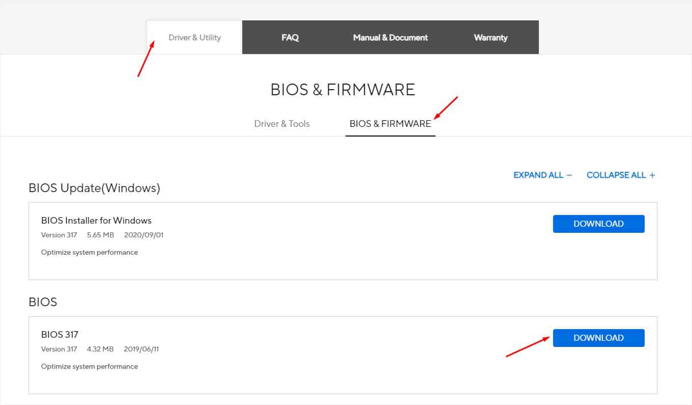 download bios file for asus