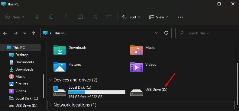 drive letter of usb drive
