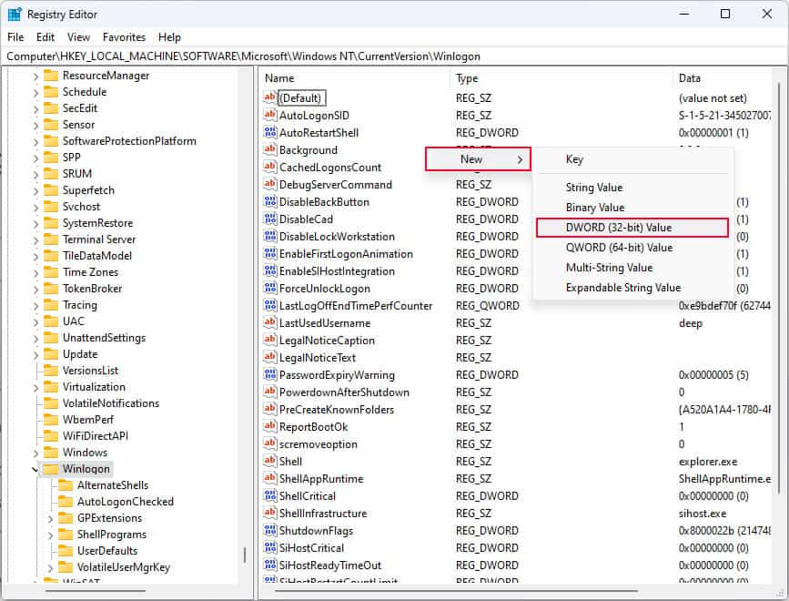 enable autologin windows registry