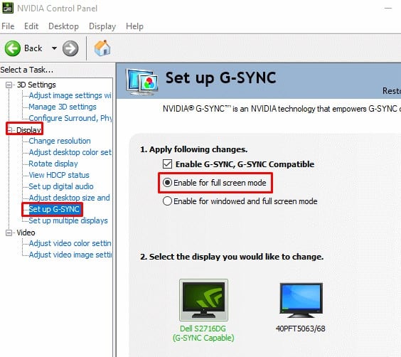 enable gsync for fullscreen mode