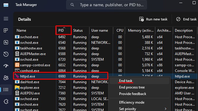 end process using port 80
