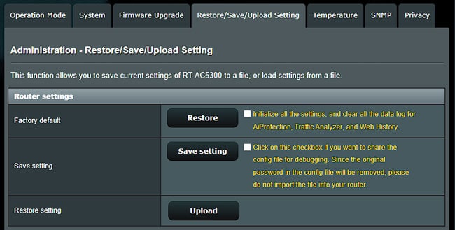 factory reset restore router