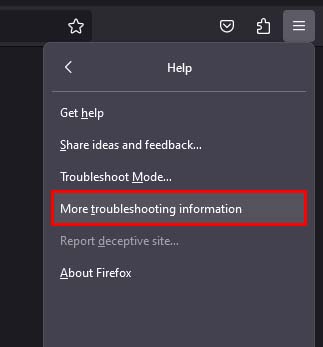 firefox more troubleshooting information