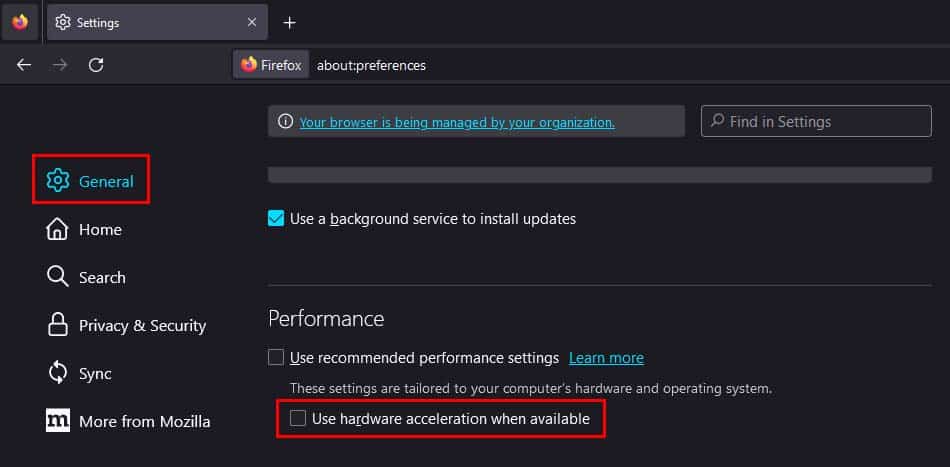 firefox turn off hardware acceleration