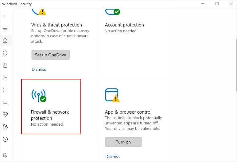 firewall and network protection in windows security