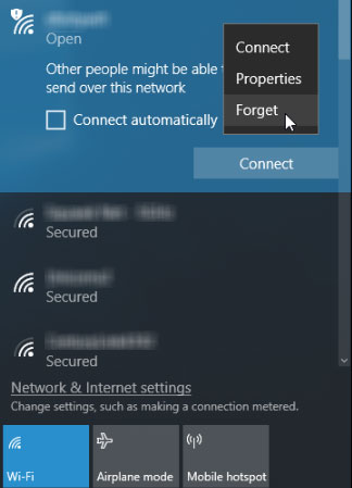 forget wifi network