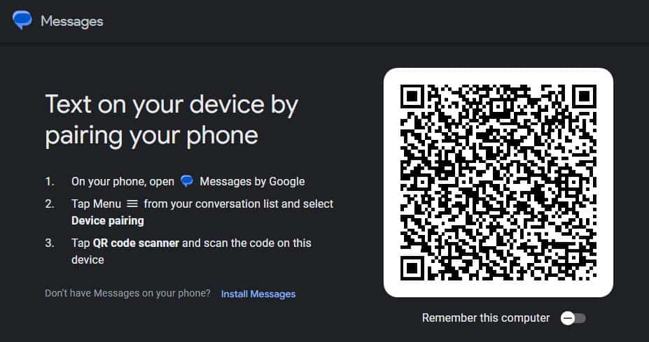 google messages qr code