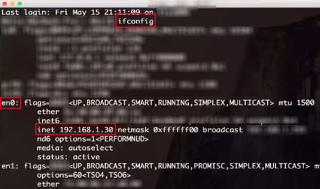 ifconfig command check router ipaddress