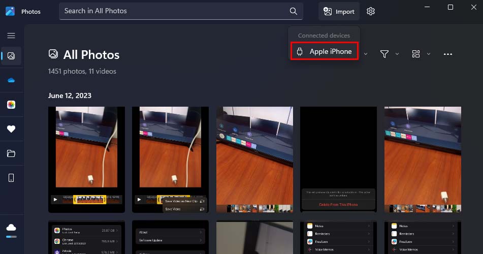 import photos from apple iphone
