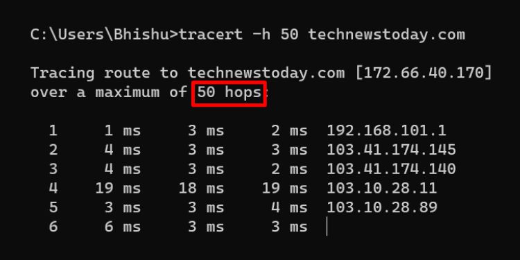 How to Run a Traceroute on Windows 4 increase maximum hops