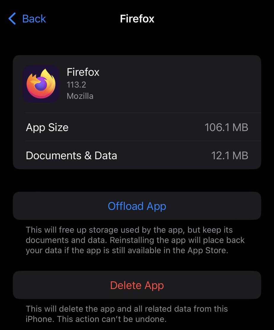 ios firefox app info