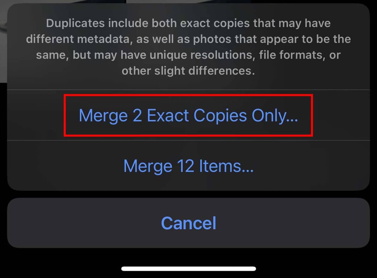 iphone merge exact copies only
