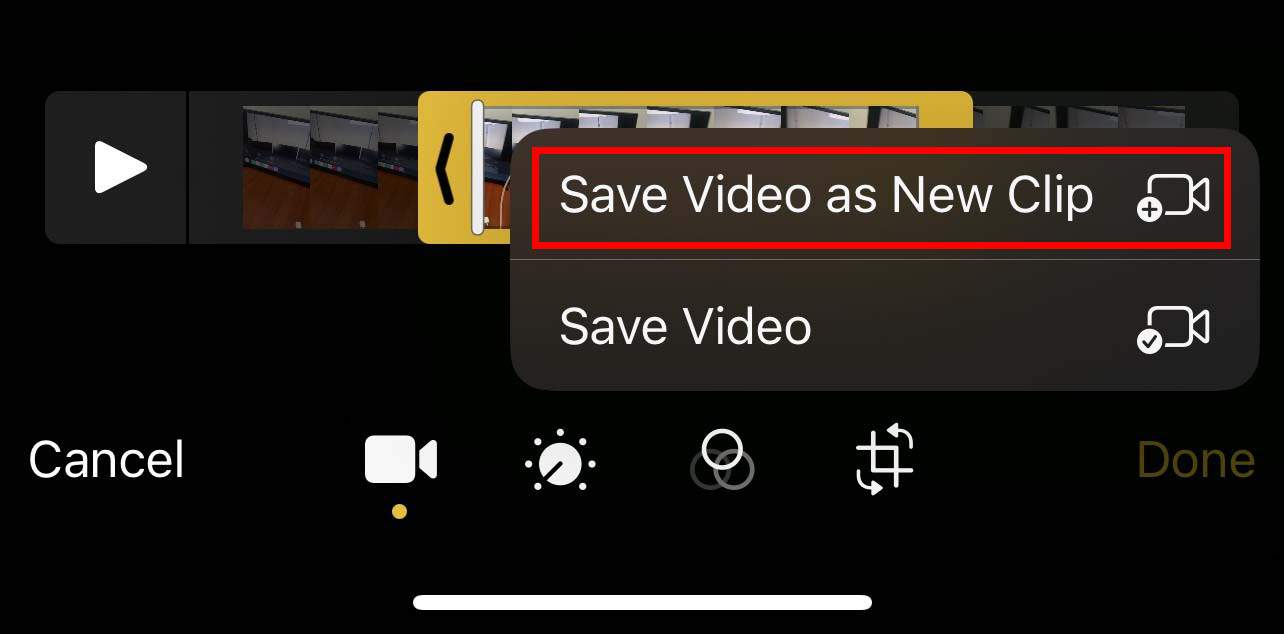 iphone save video as a new clip