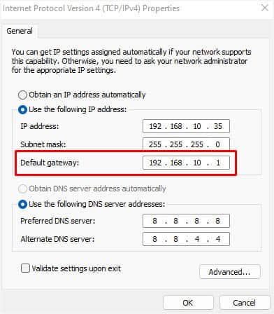 ipv4 default gateway