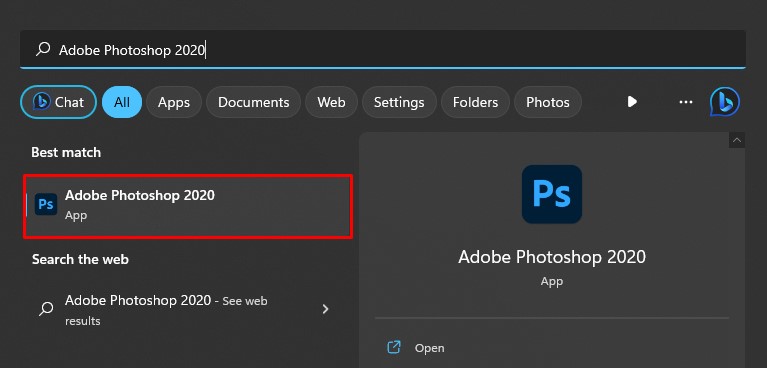launch adobe photoshop on pc