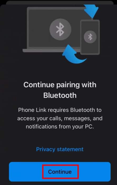 link to windows iphone continue