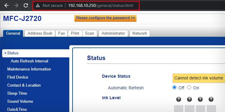 загрузка EWS-принтера с использованием нового IP-адреса