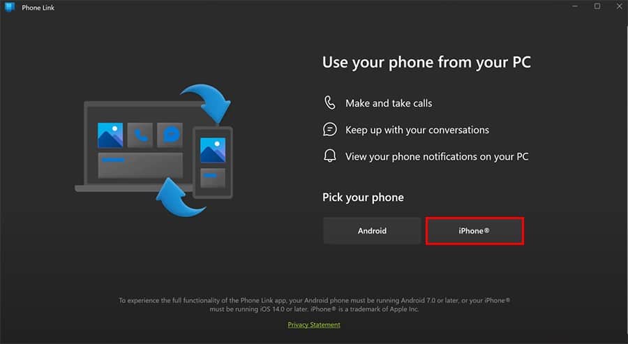 microsoft phone link iphone