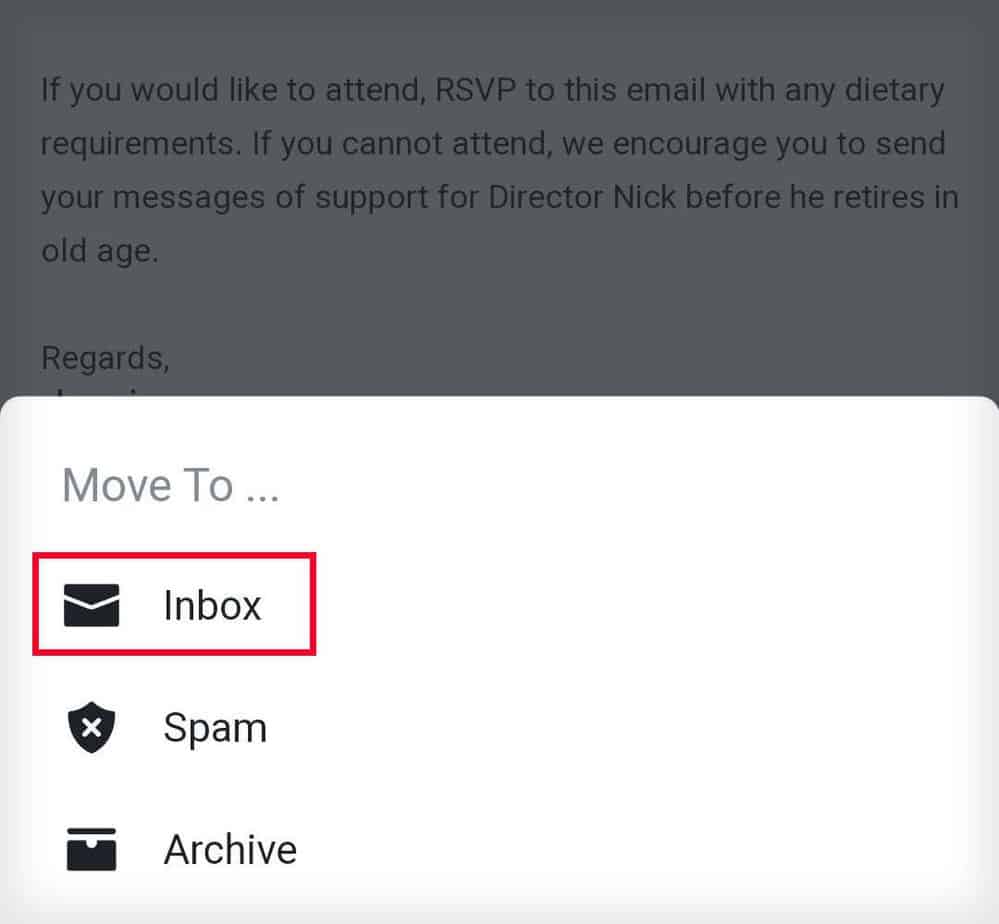 mobiile aol move deleted mail to inbox