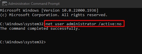 net user admin no