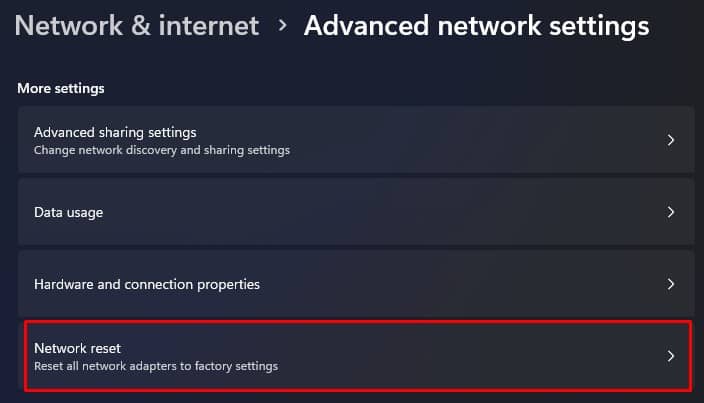 network reset file in use by another process