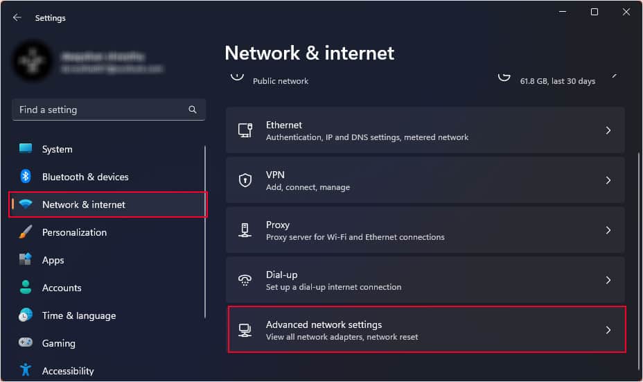 open network and internet settings file in use by another process