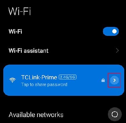 open wifi properties phone router ip address